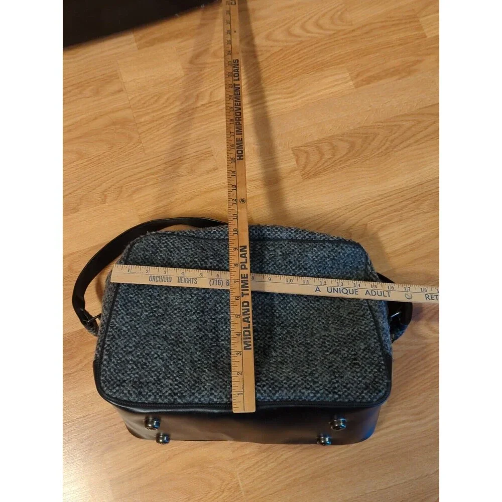 Pierre Cardin Carry On Shoulder Overnight Bag Black Gray Tweed Strap Vintage